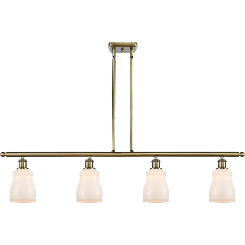 Ballston Ellery LED 48 inch Antique Brass Island Light Ceiling Light in White Glass, Ballston