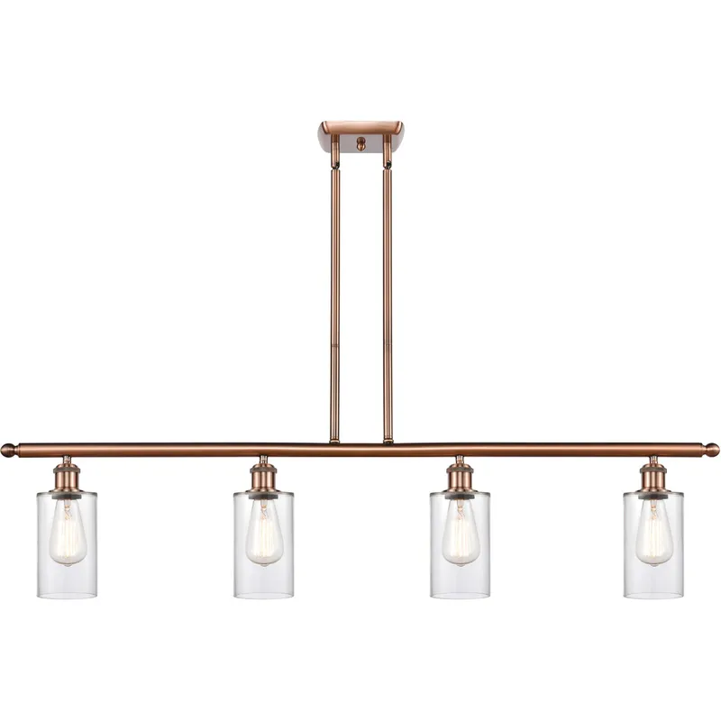 Ballston Clymer LED 48 inch Antique Copper Island Light Ceiling Light in Clear Glass, Ballston