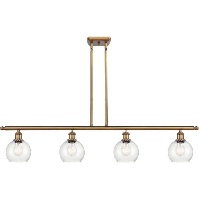 Ballston Athens LED 48 inch Brushed Brass Island Light Ceiling Light in Seedy Glass