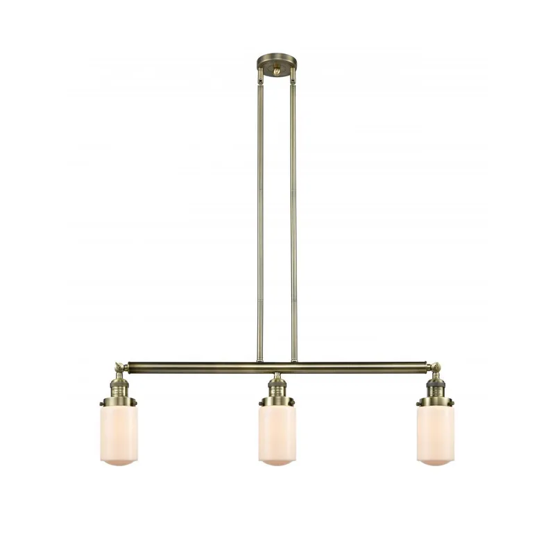 Franklin Restoration Dover 3 Light 37 inch Antique Brass Island Light Ceiling Light in Incandescent, Matte White Glass, Franklin Restoration