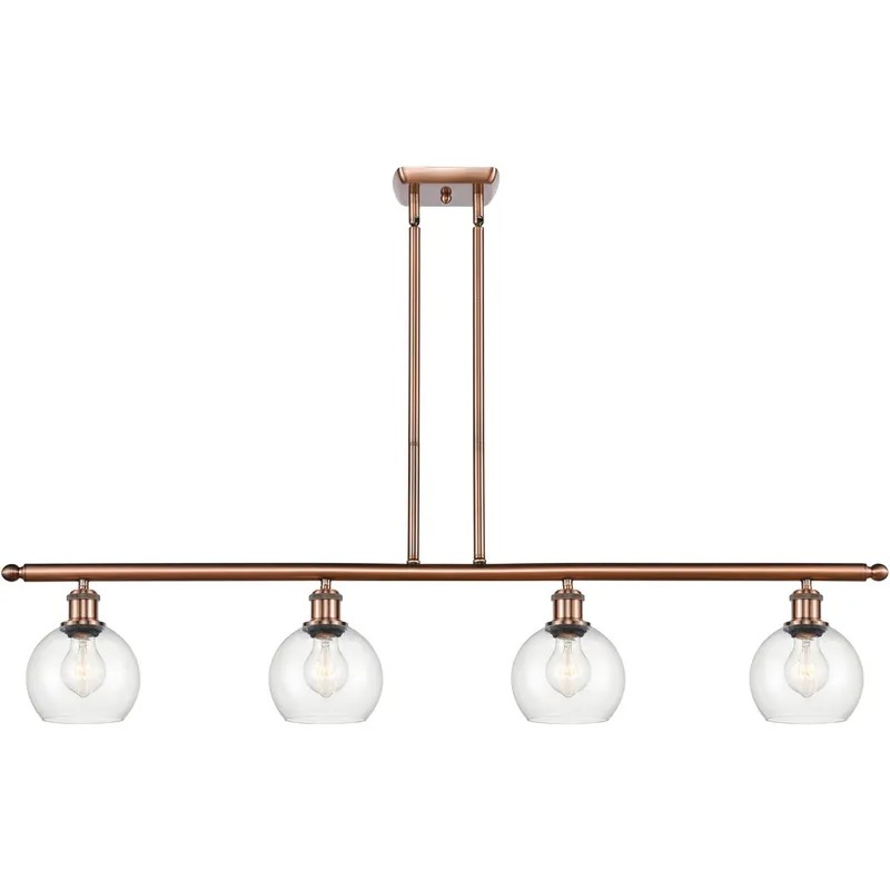 Ballston Athens LED 48 inch Antique Copper Island Light Ceiling Light in Clear Glass
