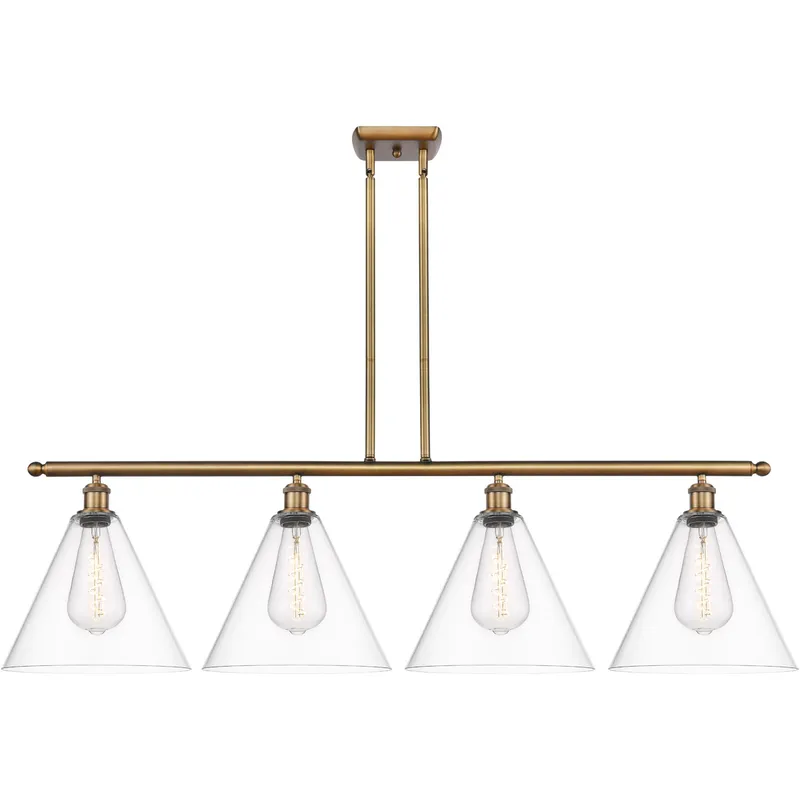 Ballston Ballston Cone LED 50.25 inch Brushed Brass Island Light Ceiling Light in Clear Glass