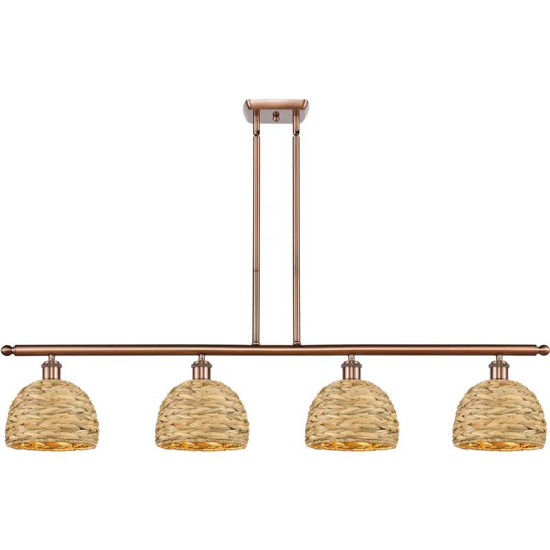 Woven Rattan Island Light Ceiling Light in Antique Copper