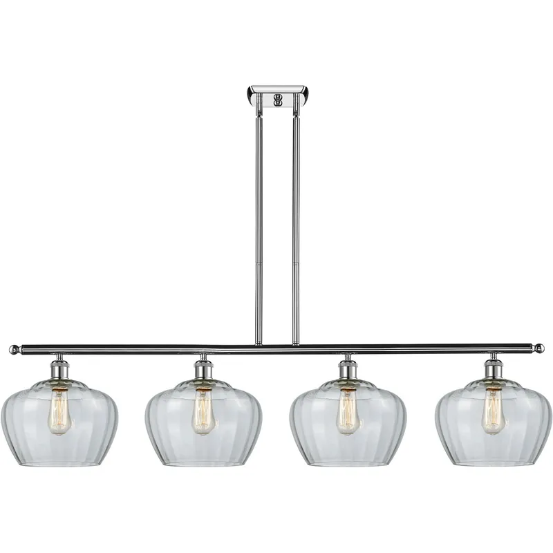 Ballston Large Fenton LED 48 inch Polished Chrome Island Light Ceiling Light in Clear Glass, Ballston