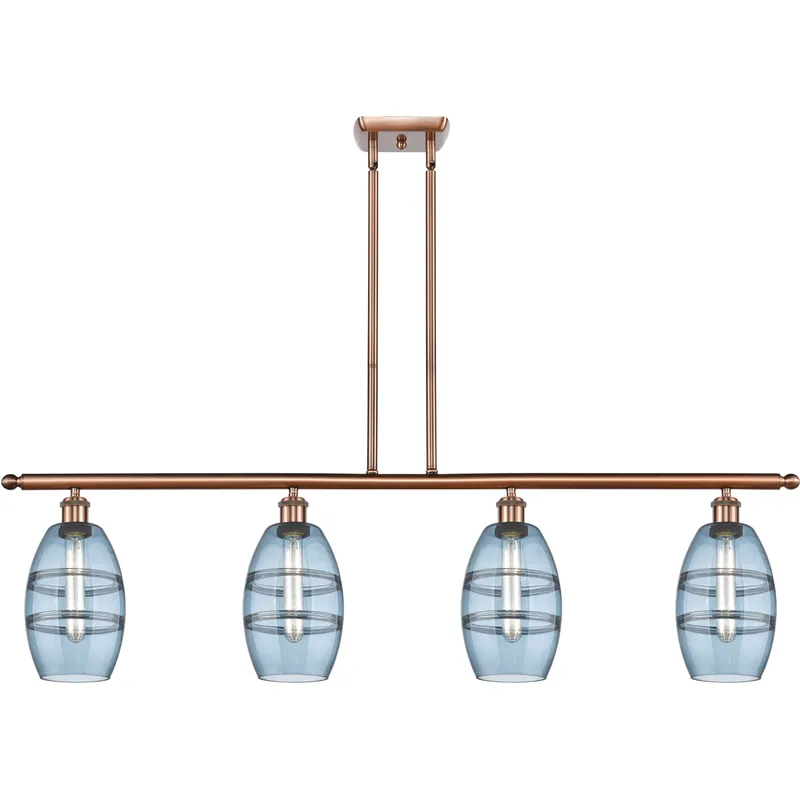 Ballston Vaz 4 Light 48 inch Antique Copper Stem Hung Island Light Ceiling Light