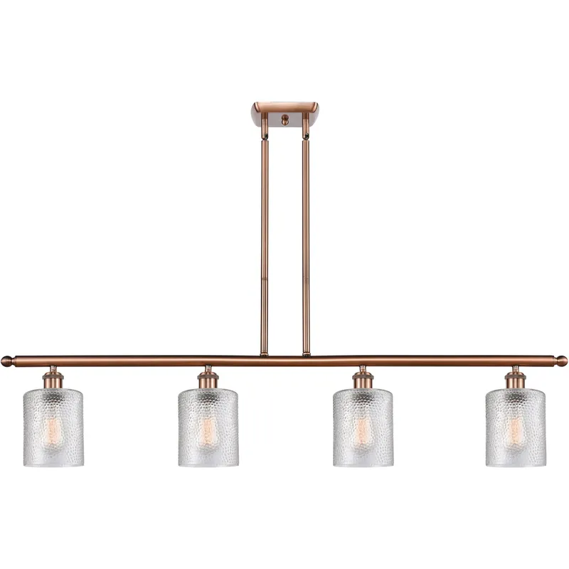 Ballston Cobbleskill LED 48 inch Antique Copper Island Light Ceiling Light in Clear Glass, Ballston