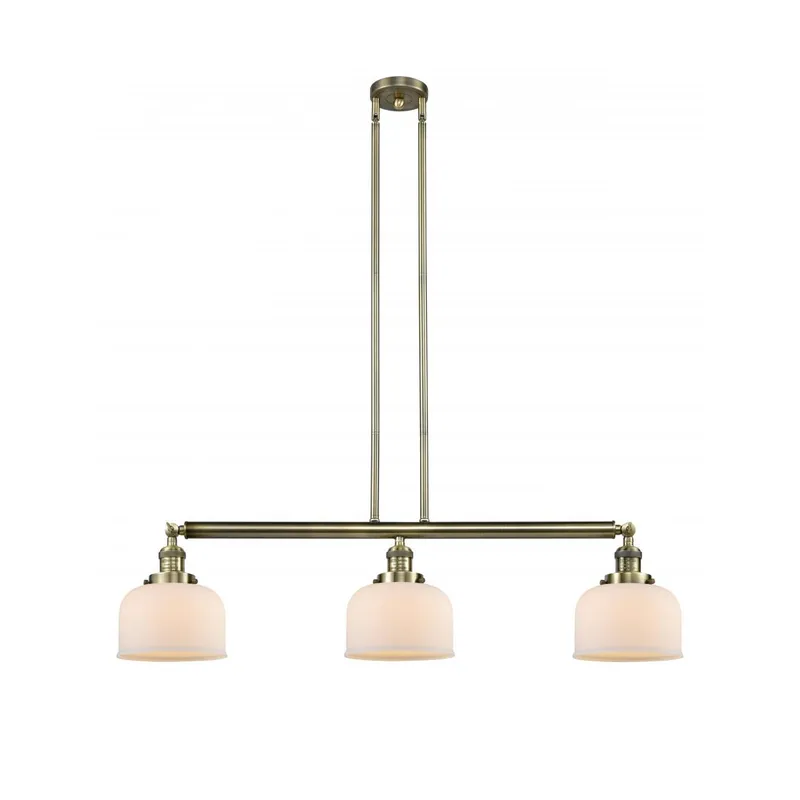 Franklin Restoration Large Bell LED 40.5 inch Antique Brass Island Light Ceiling Light in Matte White Glass, Franklin Restoration