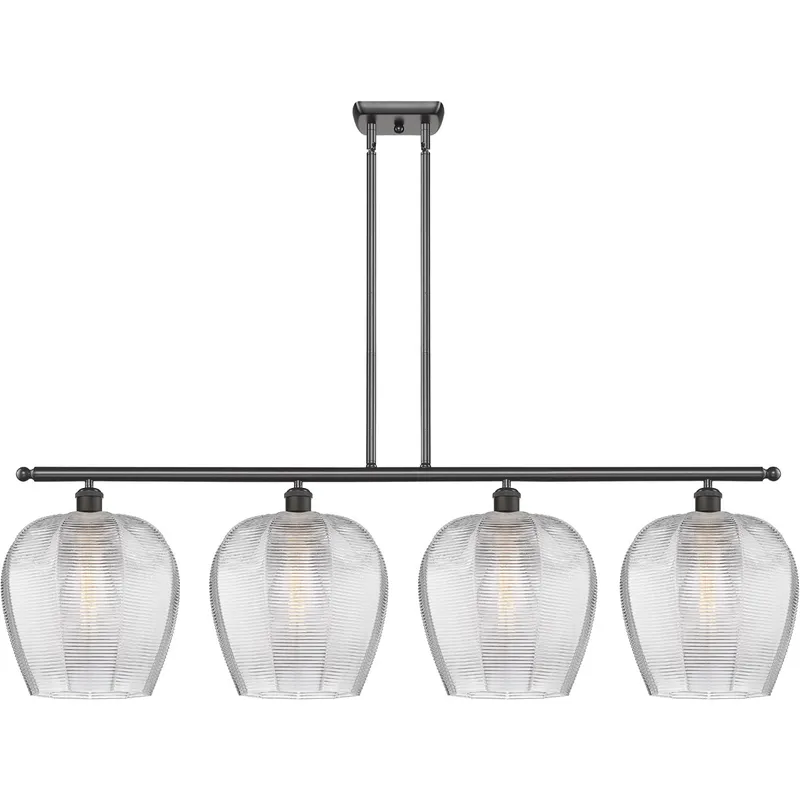 Ballston Norfolk 4 Light 50 inch Oil Rubbed Bronze Island Light Ceiling Light in Clear Glass