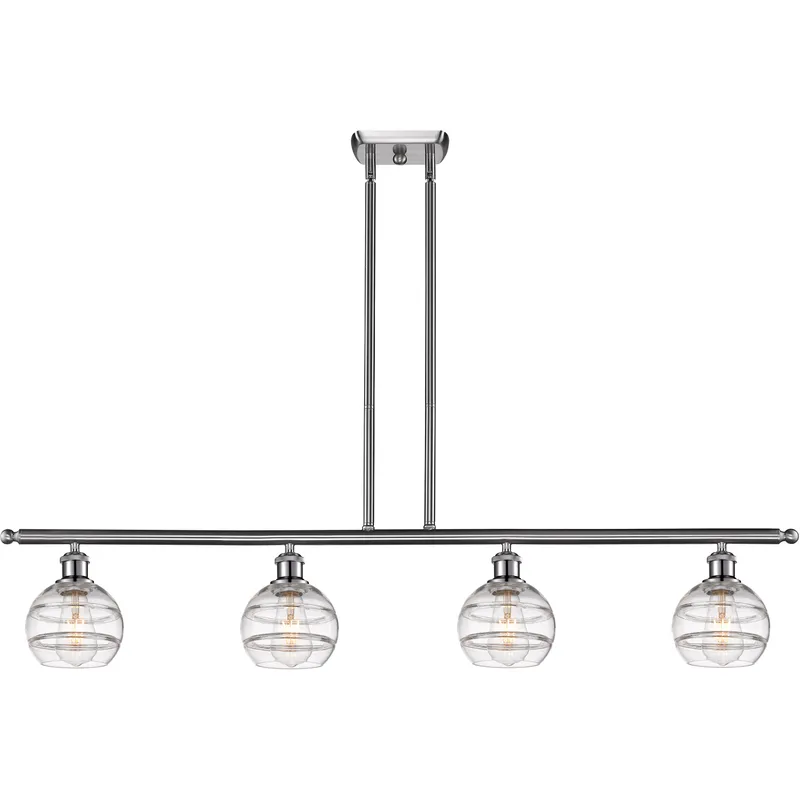 Ballston Rochester 4 Light 48 inch Brushed Satin Nickel Stem Hung Island Light Ceiling Light