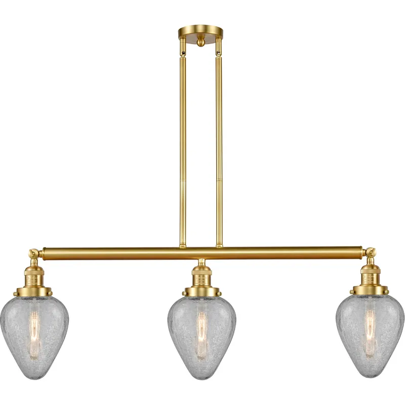 Franklin Restoration Geneseo 3 Light 38 inch Satin Gold Island Light Ceiling Light, Franklin Restoration