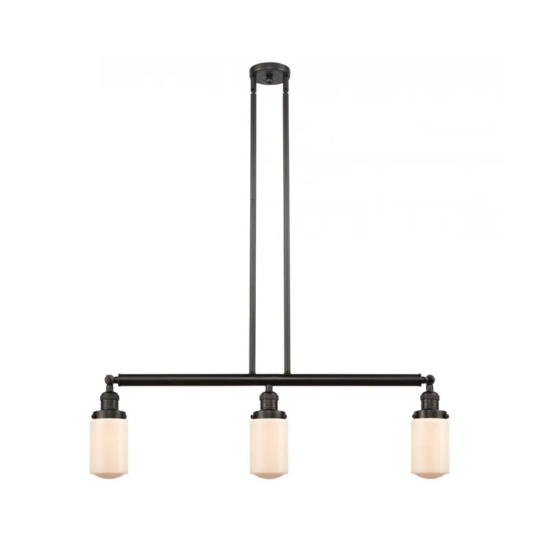 Franklin Restoration Dover 3 Light 37 inch Oil Rubbed Bronze Island Light Ceiling Light in Matte White Glass, Franklin Restoration