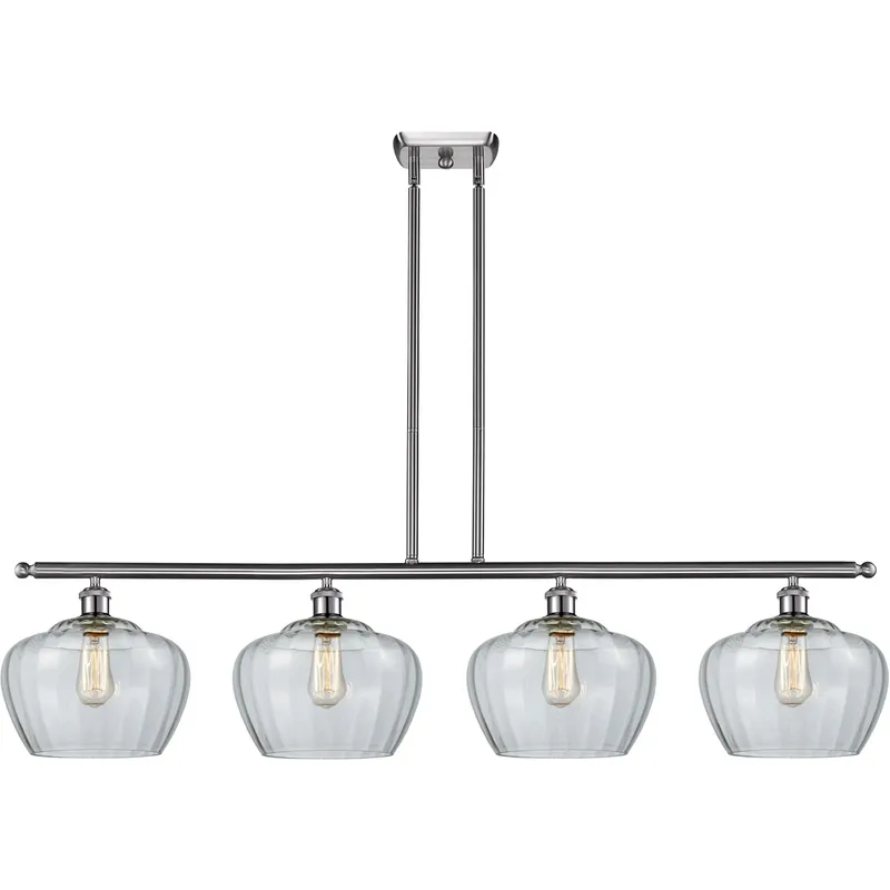 Ballston Large Fenton LED 48 inch Brushed Satin Nickel Island Light Ceiling Light in Clear Glass, Ballston