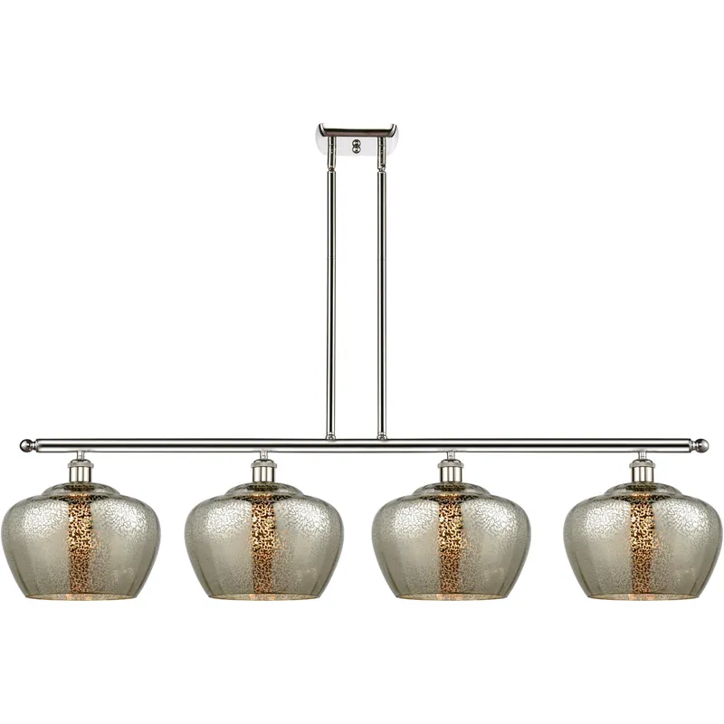 Ballston Large Fenton LED 48 inch Polished Nickel Island Light Ceiling Light in Mercury Glass, Ballston