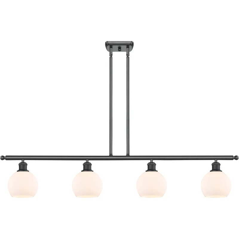 Ballston Athens LED 48 inch Matte Black Island Light Ceiling Light in Matte White Glass