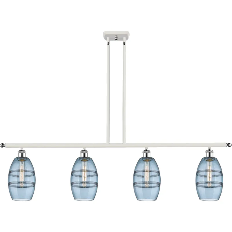 Ballston Vaz 4 Light 48 inch White Polished Chrome Stem Hung Island Light Ceiling Light
