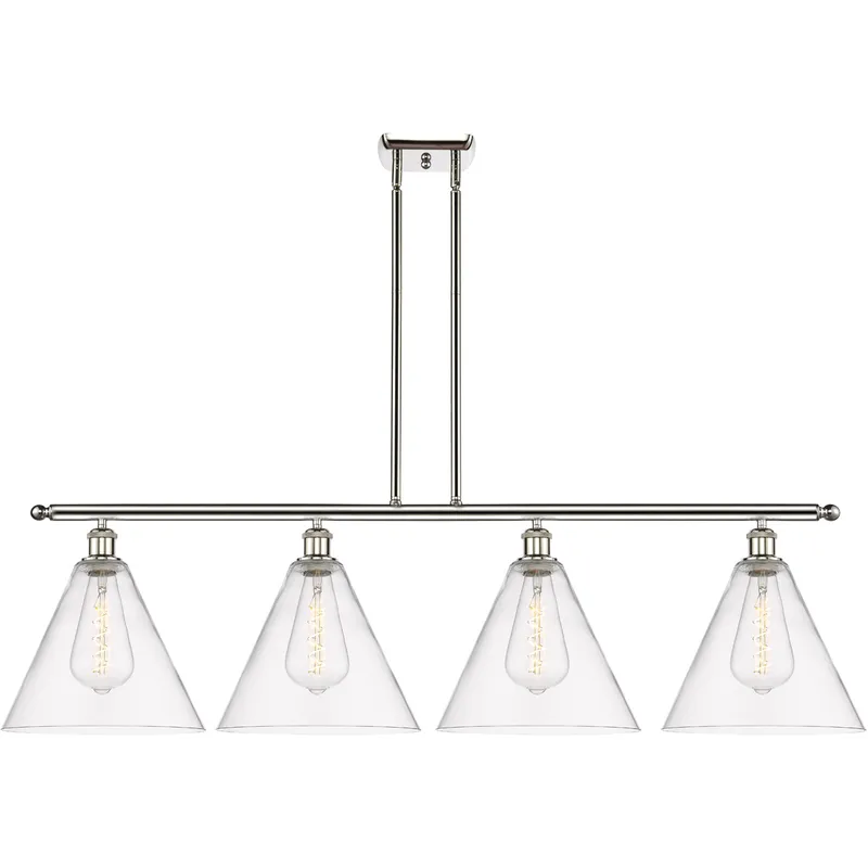 Ballston Ballston Cone LED 50.25 inch Polished Nickel Island Light Ceiling Light in Clear Glass