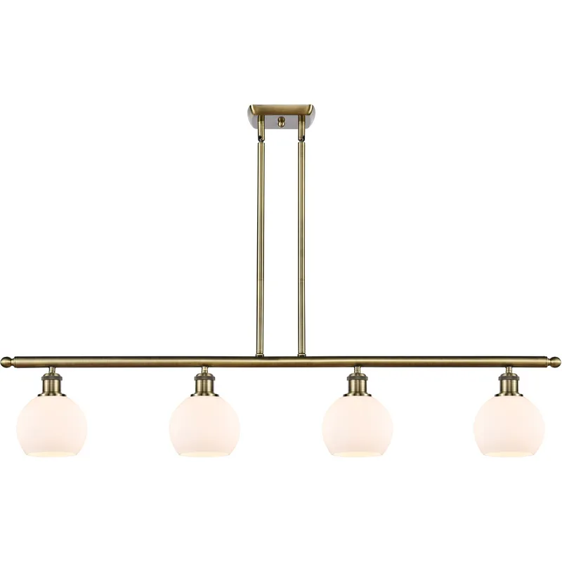 Ballston Athens LED 48 inch Antique Brass Island Light Ceiling Light in Matte White Glass