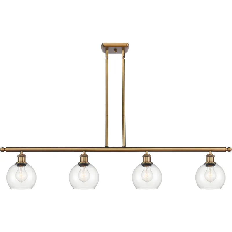 Ballston Athens LED 48 inch Brushed Brass Island Light Ceiling Light in Clear Glass