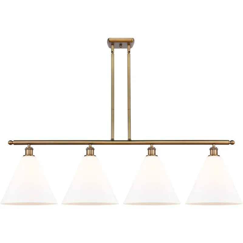 Ballston Ballston Cone LED 50.25 inch Brushed Brass Island Light Ceiling Light in Matte White Glass