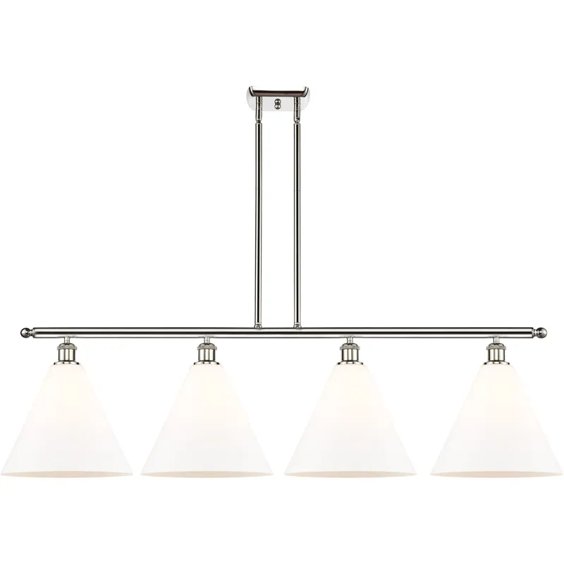 Ballston Ballston Cone LED 50.25 inch Polished Nickel Island Light Ceiling Light in Matte White Glass