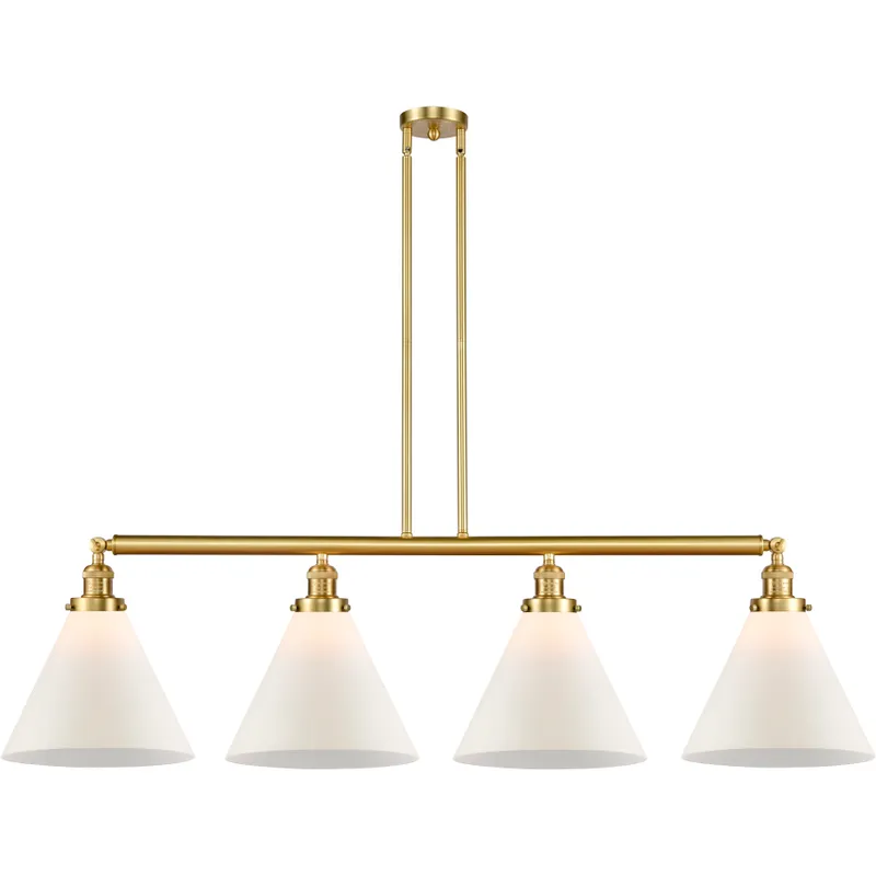 Franklin Restoration X-Large Cone LED 56 inch Satin Gold Island Light Ceiling Light in Matte White Glass, Franklin Restoration