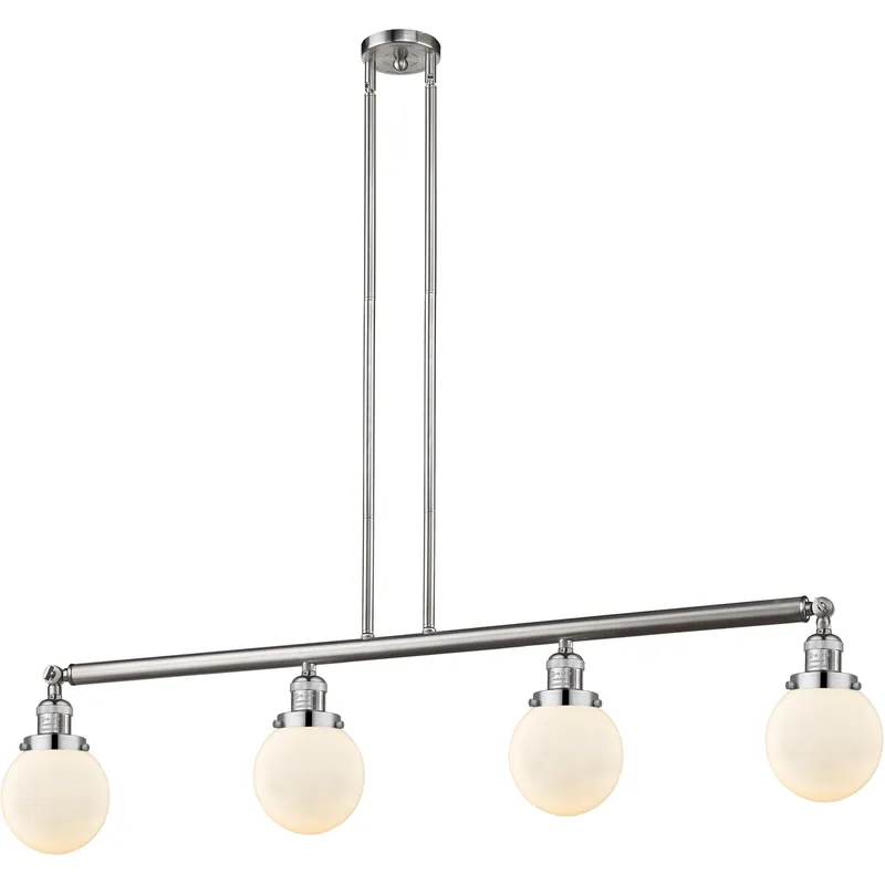 Franklin Restoration Beacon LED 50.63 inch Brushed Satin Nickel Island Light Ceiling Light in Matte White Glass, Franklin Restoration