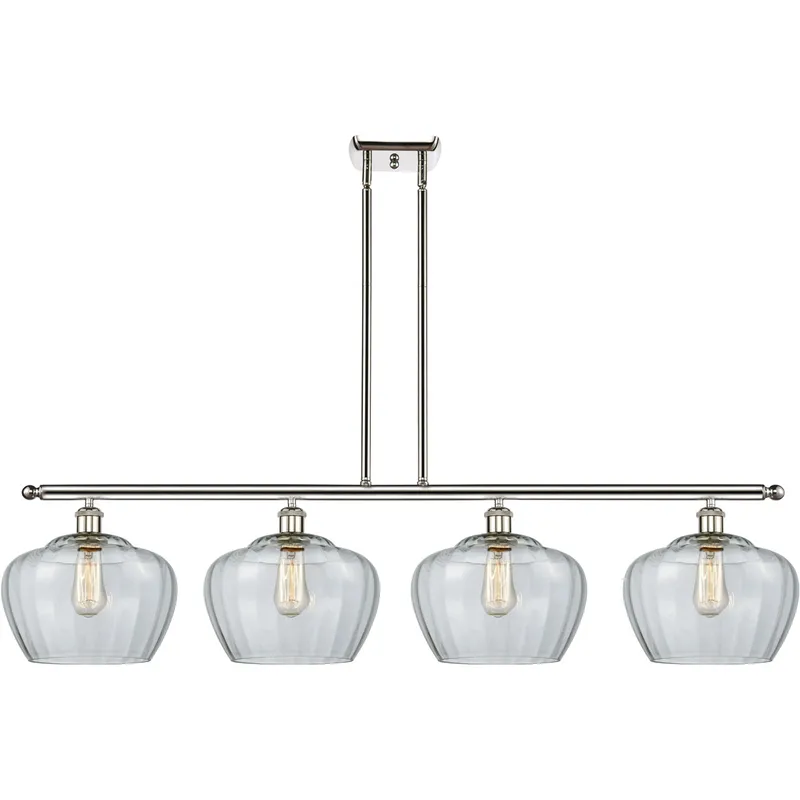 Ballston Large Fenton LED 48 inch Polished Nickel Island Light Ceiling Light in Clear Glass, Ballston