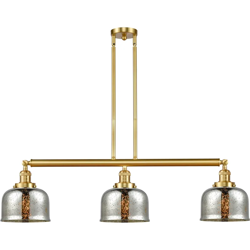 Franklin Restoration Large Bell LED 41 inch Satin Gold Island Light Ceiling Light in Silver Plated Mercury Glass, Franklin Restoration