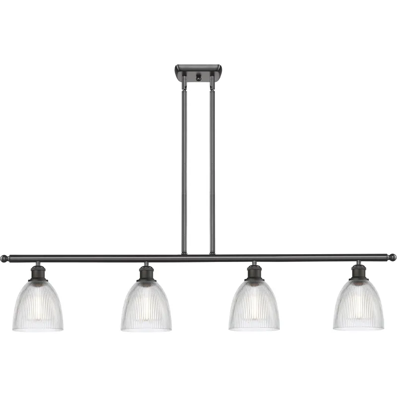 Ballston Castile 4 Light 48 inch Oil Rubbed Bronze Island Light Ceiling Light in Clear Glass, Ballston