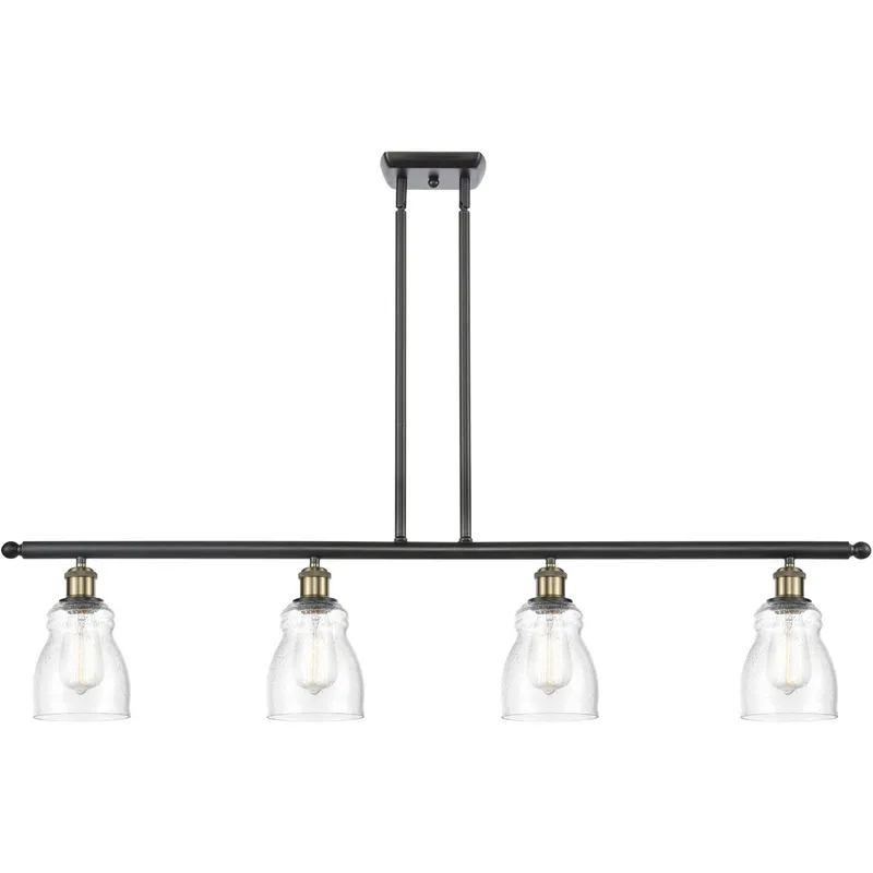 Ballston Ellery LED 48 inch Black Antique Brass Island Light Ceiling Light in Seedy Glass, Ballston