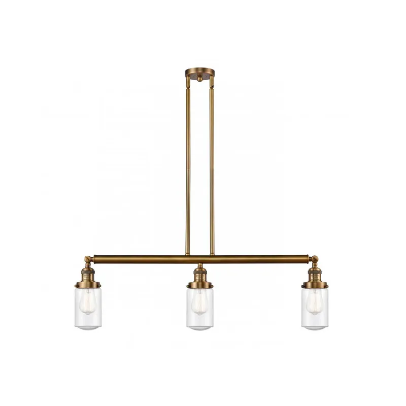 Franklin Restoration Dover 3 Light 37 inch Brushed Brass Island Light Ceiling Light in Seedy Glass, Franklin Restoration