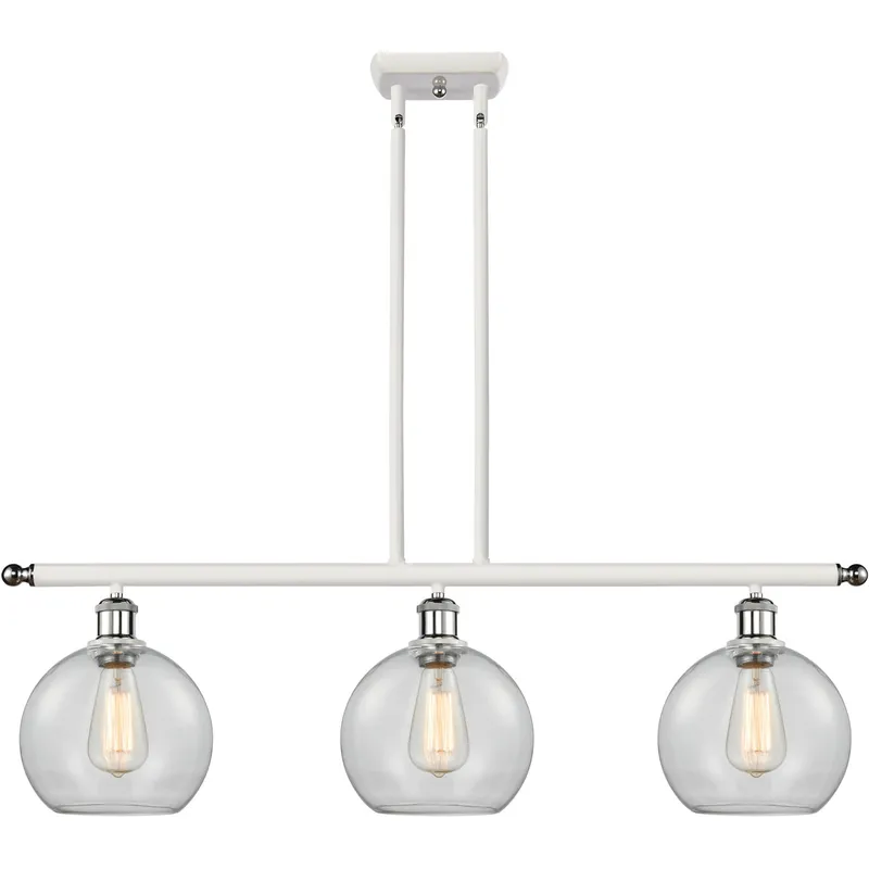 Ballston Athens LED 36 inch White and Polished Chrome Island Light Ceiling Light in Clear Glass, Ballston