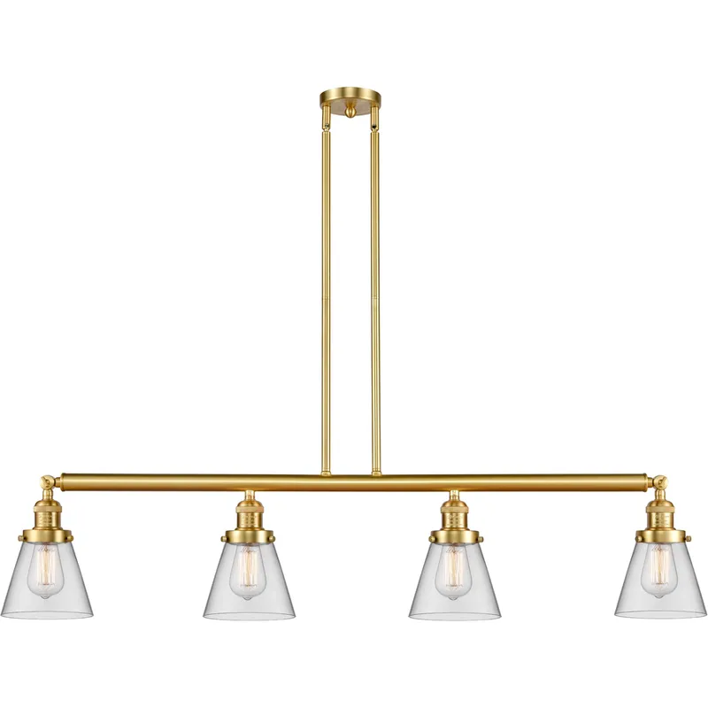 Franklin Restoration Small Cone LED 50.88 inch Satin Gold Island Light Ceiling Light in Clear Glass, Franklin Restoration