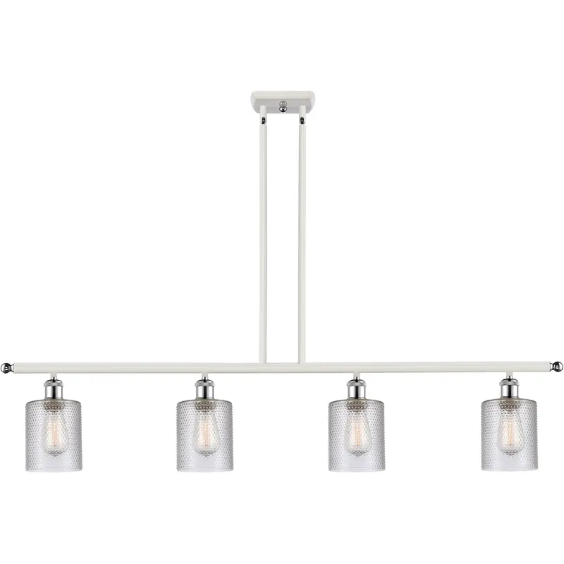 Ballston Cobbleskill LED 48 inch White and Polished Chrome Island Light Ceiling Light in Clear Glass, Ballston