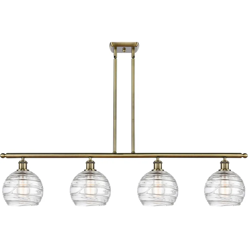 Ballston Deco Swirl LED 48 inch Antique Brass Island Light Ceiling Light, Ballston
