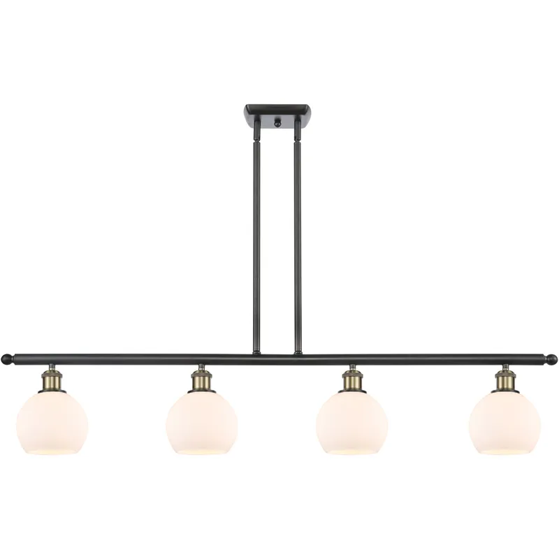 Ballston Athens Island Light Ceiling Light in Black Antique Brass, Matte White Glass