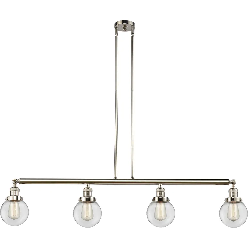 Franklin Restoration Beacon LED 50.63 inch Polished Nickel Island Light Ceiling Light in Clear Glass, Franklin Restoration