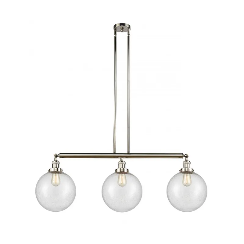 Franklin Restoration X-Large Beacon LED 42 inch Polished Nickel Island Light Ceiling Light in Seedy Glass, Franklin Restoration
