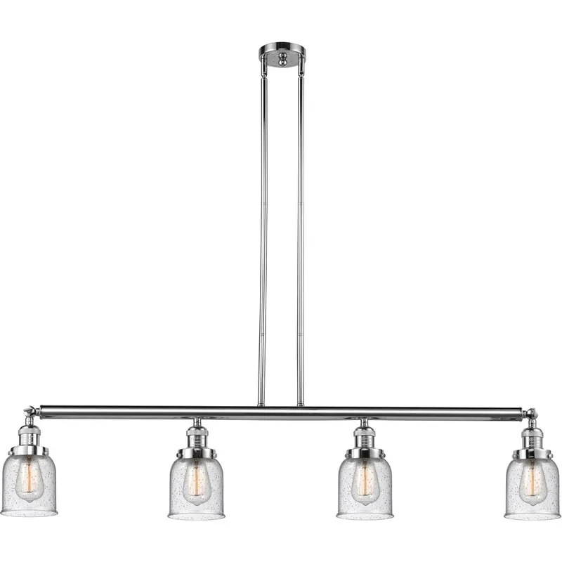Franklin Restoration Small Bell 4 Light 49.63 inch Polished Chrome Island Light Ceiling Light in Seedy Glass, Franklin Restoration