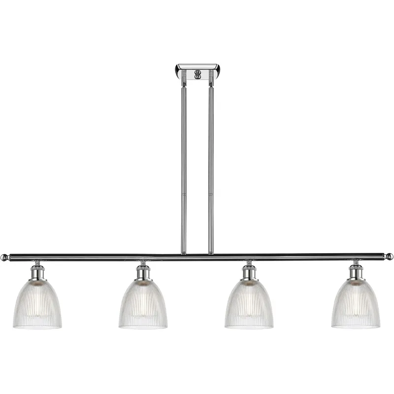 Ballston Castile 4 Light 48 inch Polished Chrome Island Light Ceiling Light in Clear Glass, Ballston