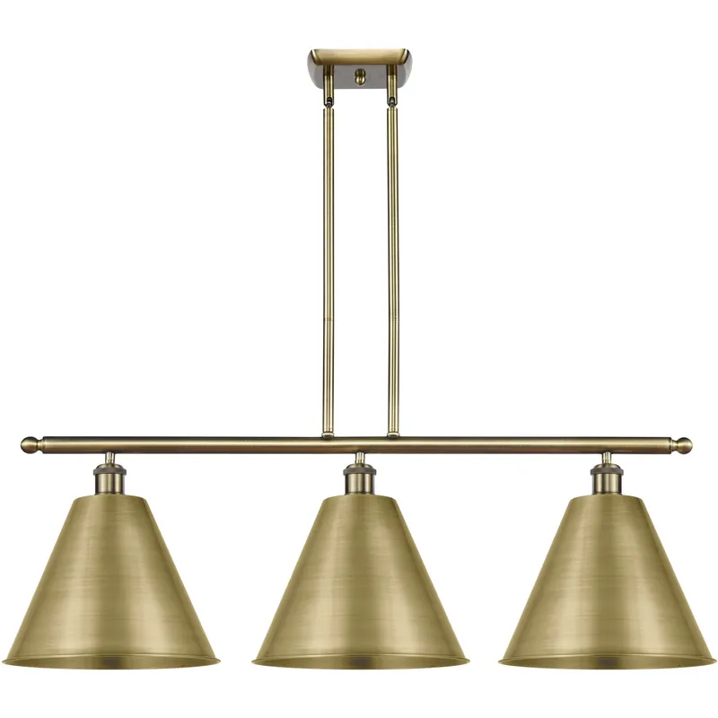 Ballston Cone 3 Light 39 inch Antique Brass Island Light Ceiling Light