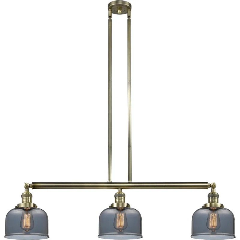 Franklin Restoration Large Bell LED 40.5 inch Antique Brass Island Light Ceiling Light in Light Smoke Glass, Franklin Restoration