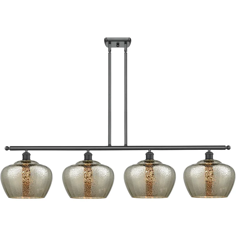 Ballston Large Fenton LED 48 inch Matte Black Island Light Ceiling Light in Mercury Glass, Ballston