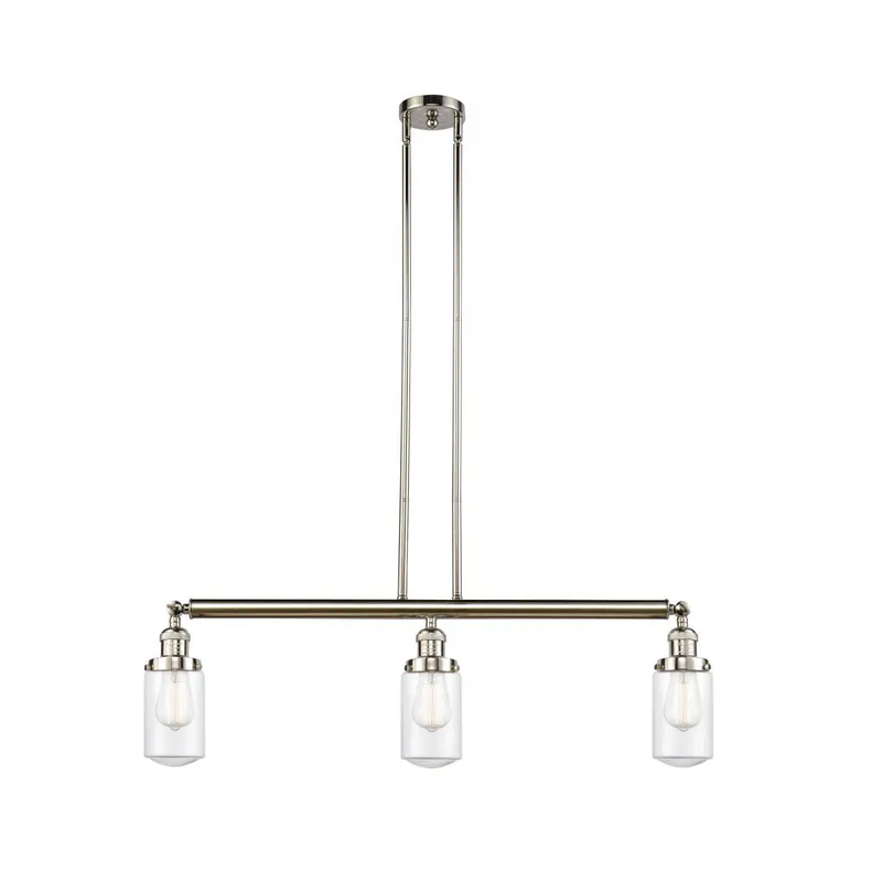 Franklin Restoration Dover 3 Light 37 inch Polished Nickel Island Light Ceiling Light in Clear Glass, Franklin Restoration