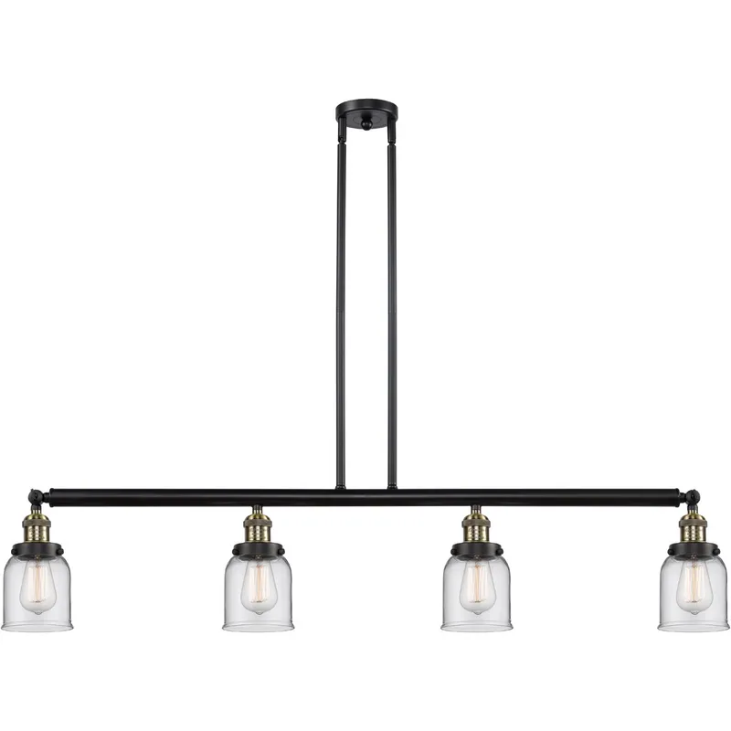 Franklin Restoration Small Bell 4 Light 49.63 inch Black Antique Brass Island Light Ceiling Light in Clear Glass, Franklin Restoration