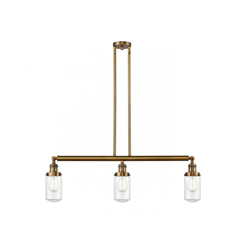 Franklin Restoration Dover 3 Light 37 inch Brushed Brass Island Light Ceiling Light in Clear Glass, Franklin Restoration