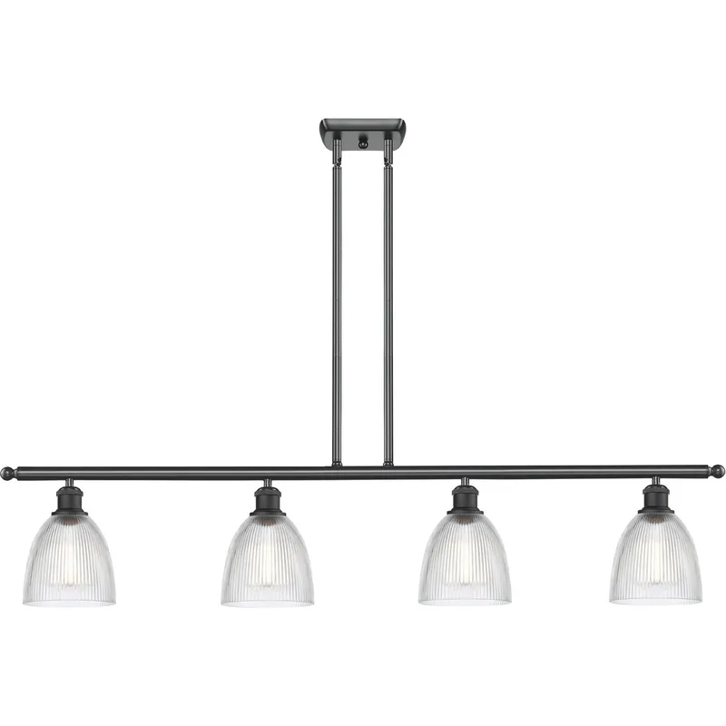 Ballston Castile 4 Light 48 inch Matte Black Island Light Ceiling Light in Clear Glass, Ballston