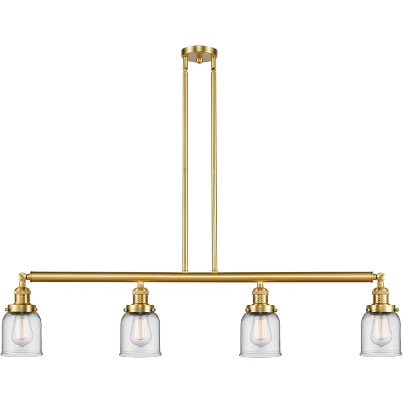 Franklin Restoration Small Bell 4 Light 49.63 inch Satin Gold Island Light Ceiling Light in Clear Glass, Franklin Restoration