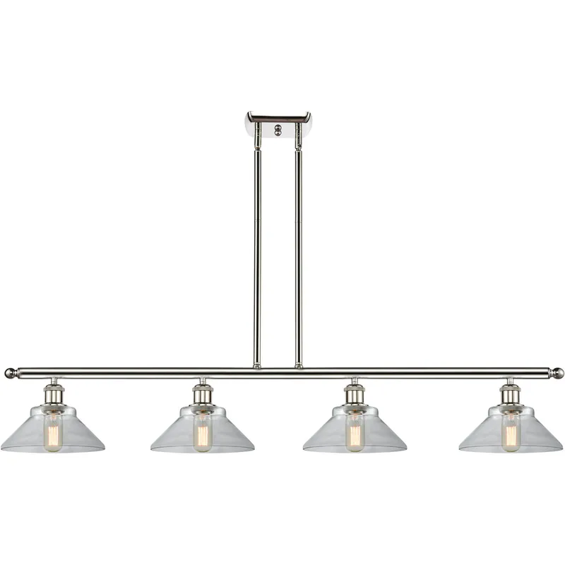 Ballston Orwell 4 Light 48 inch Polished Nickel Island Light Ceiling Light in Clear Glass, Ballston