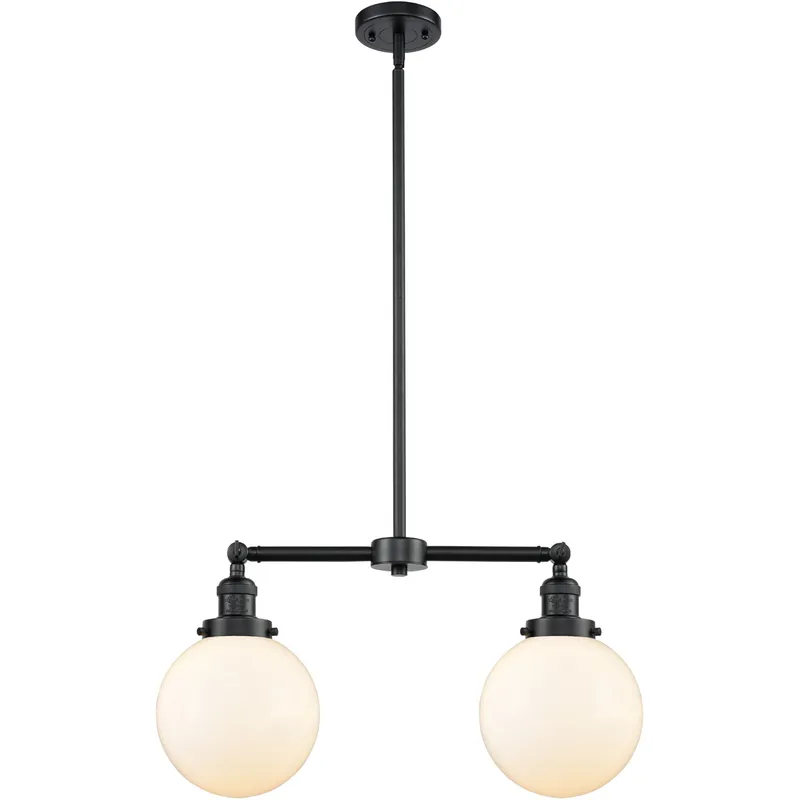 Franklin Restoration Large Beacon 2 Light 43 inch Oil Rubbed Bronze Island Light Ceiling Light in Matte White Glass, Franklin Restoration